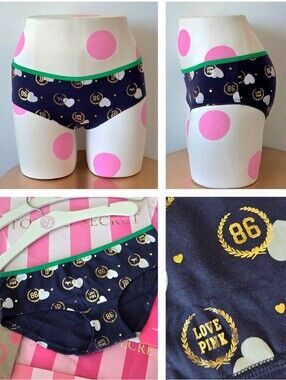 Victoria's Secret PINK VTG Low Rise Iconic Logo Puppy Dog Hipster Panty NWT